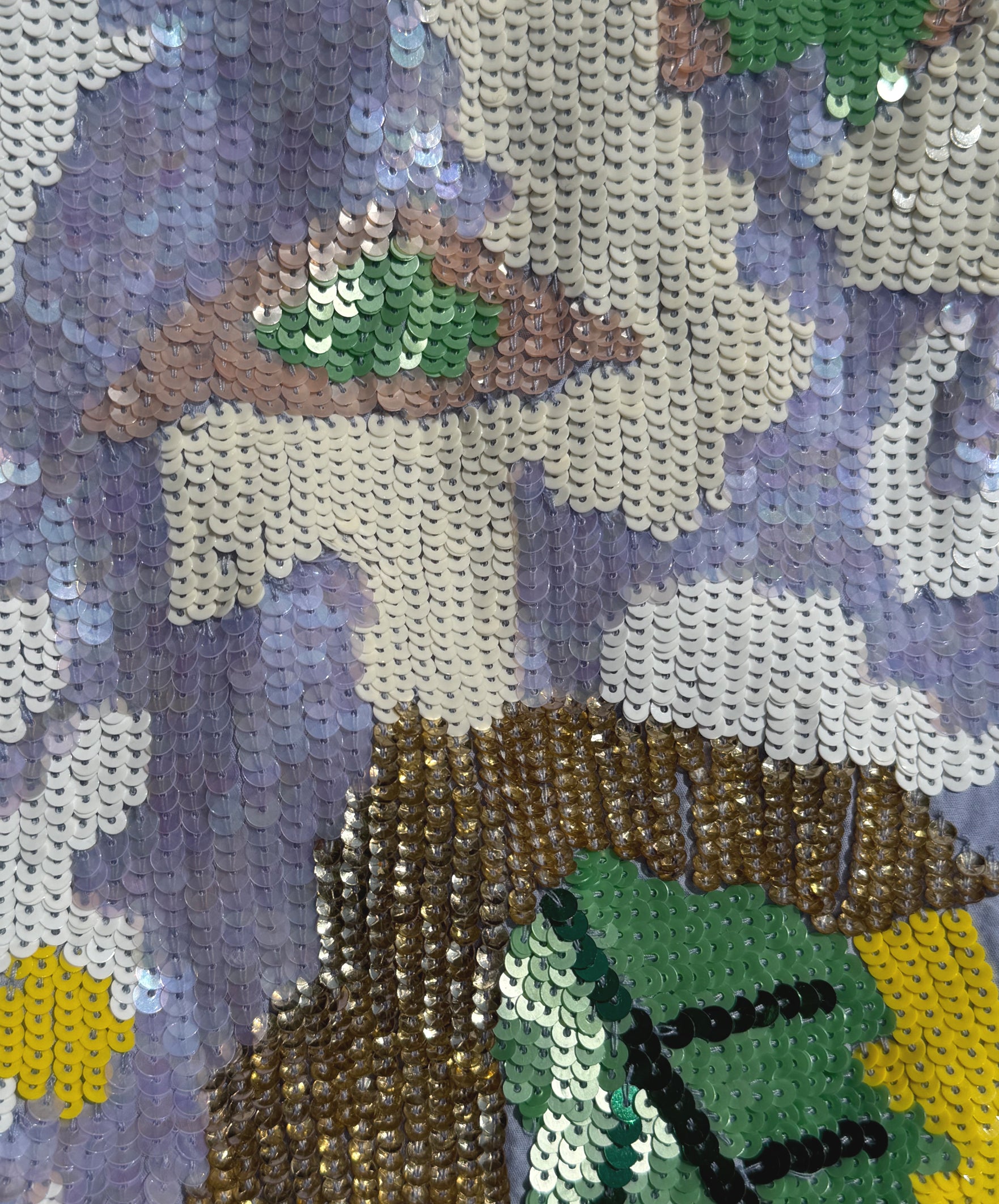 Close up of the sequin decoration on Beech dress.