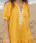 Close up of the passementerie on the Rose and Rose Cannes cotton dress.