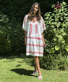 A model wearing a Rose and Rose Holborn dress. 