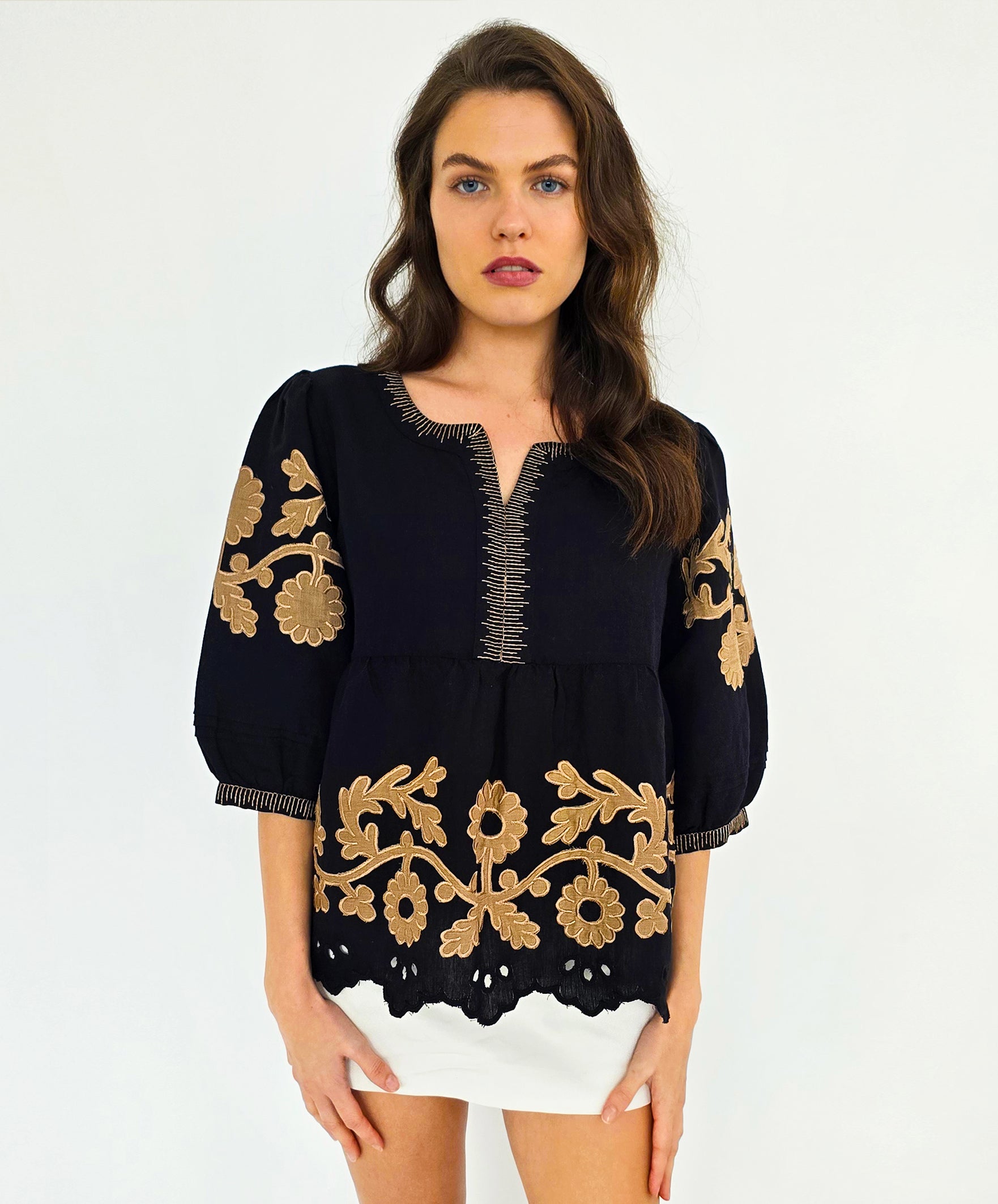 A model wearing a Rose and Rose Nantes top in black.